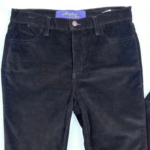 NYDJ Dark Brown “80’s” Corduroy Midrise Stretch Straight Leg Pants Size 10P - Picture 2 of 14